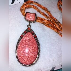 Orange/Coral Beaded  Necklace